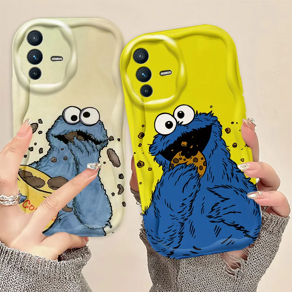 Funny s-Sesame Street Cookie 3D Wave Case For VIVO S1 T1 V15 V20 21E V23 V23E V25 V25E V27 V27E V29E V30 V40 V30E Case Funda