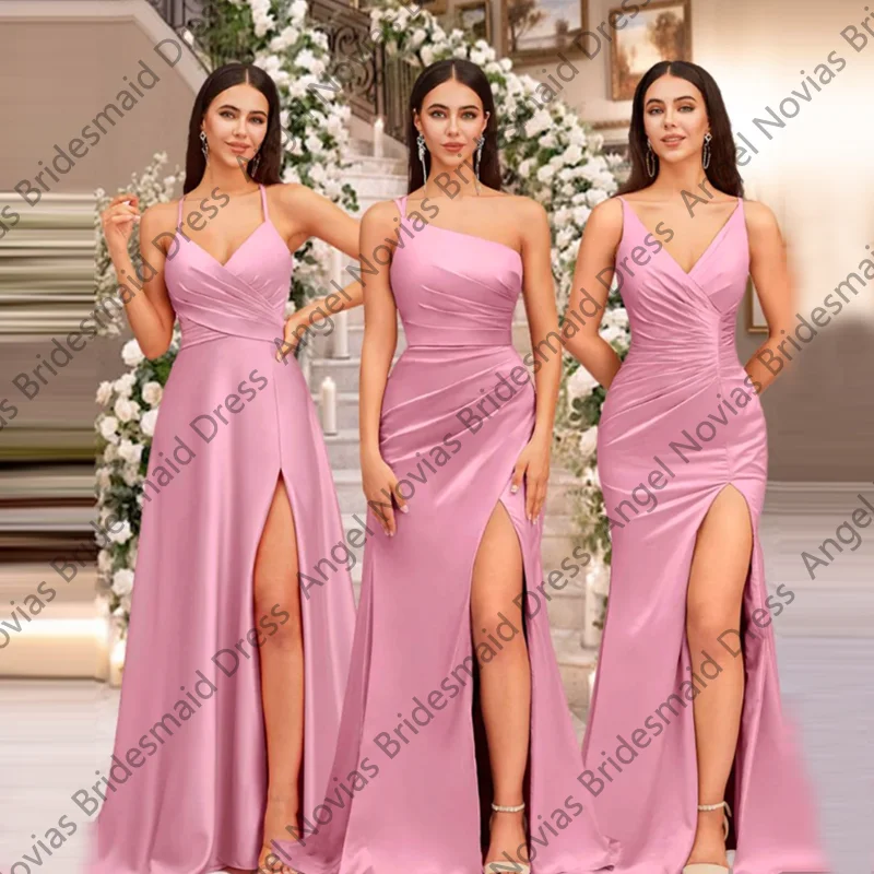 

Customized Dusty Rose Mermaid Bridesmaid Dresses with Split Wedding Party Dresses Vestidos De Fiesta Elegantes