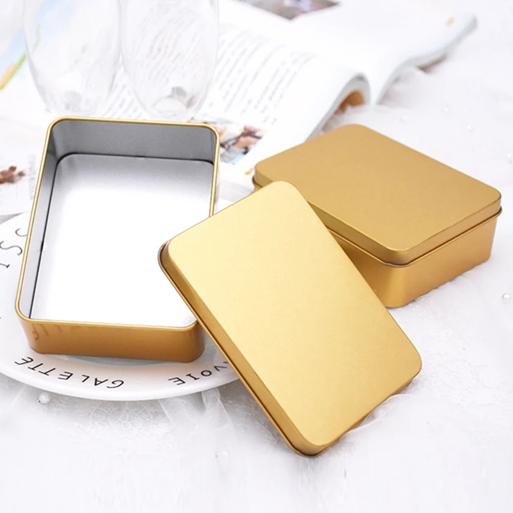 Multifunction Desk Card Organizer Metal Square Storage Tinplate Box Candy Pill Cases Mini Gift Box Portable Sticker Storage Box