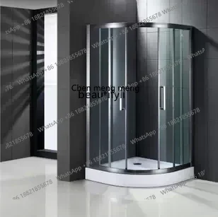 ss 8350 Partition Tempered Glass 8mm Sliding Door Simple Shower Room with Bottom Basin Arc Sector Bath Room