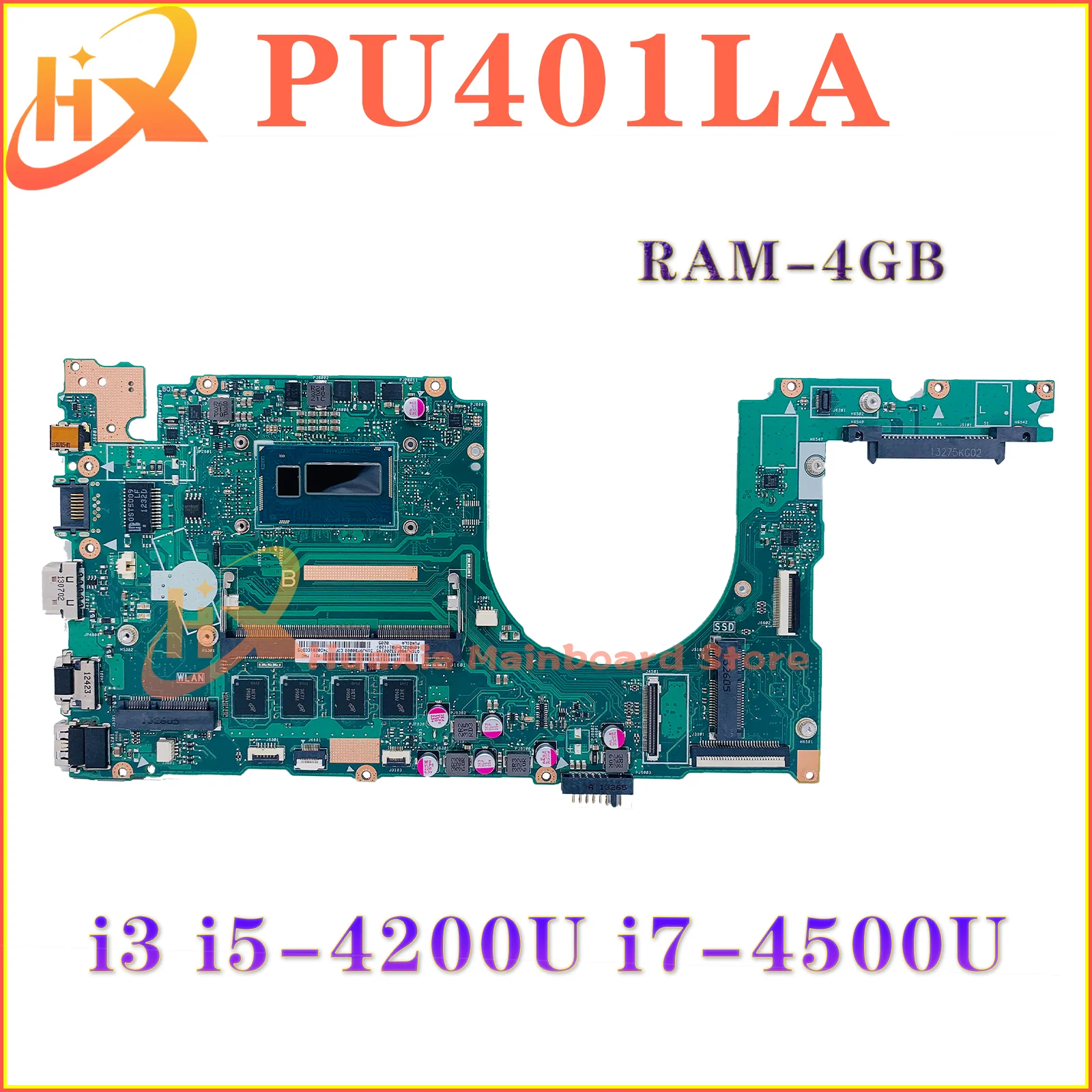 

PU401LA Laptop Motherboard For ASUS PU401L PU401LAC I3 I5 I7-4TH GEN CPU 4G-RAM Mainboard 100% Working TEST