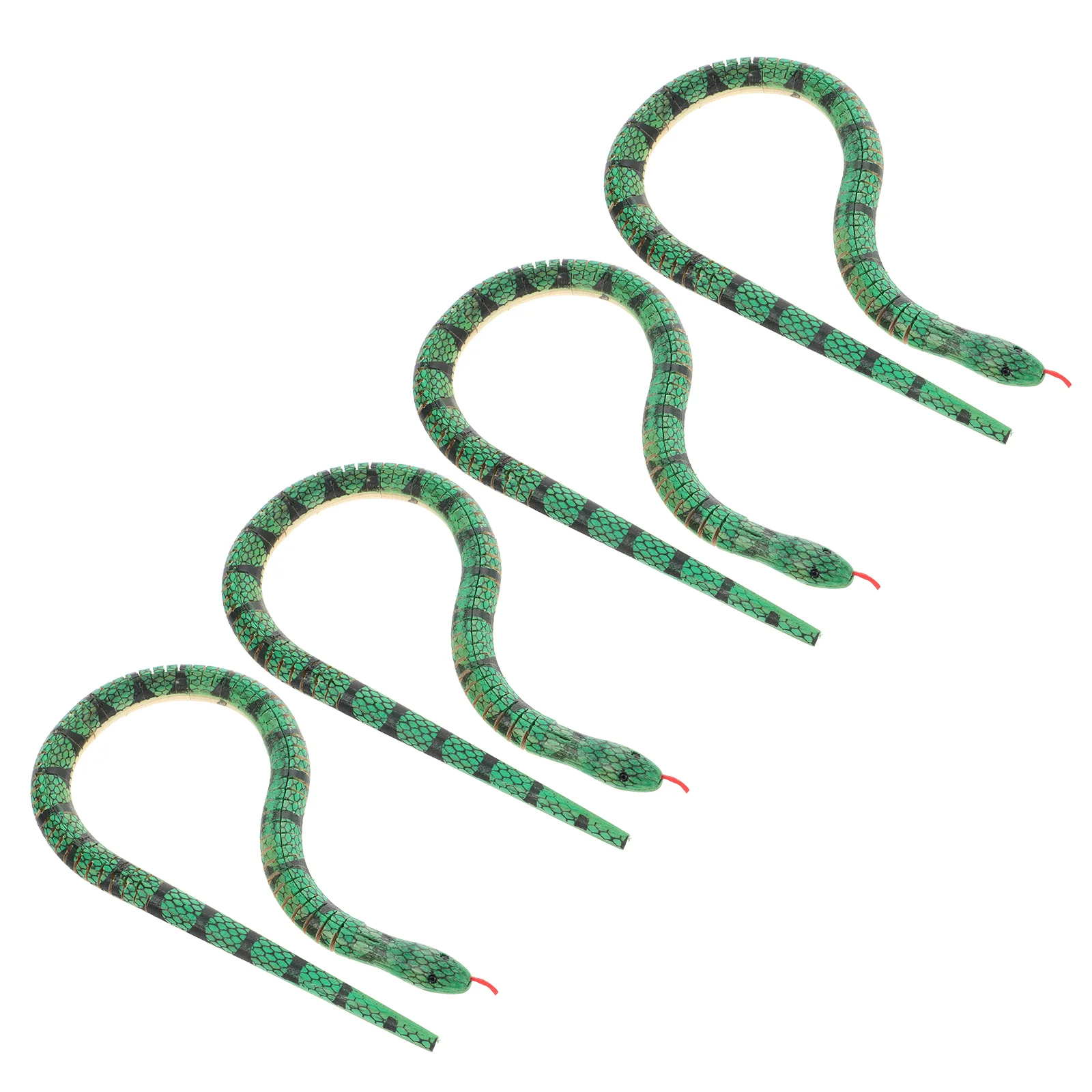 

4 Pcs Halloween Animals Wooden Snake Toy Flexible Unfinished Crafts Blank Party Decoration Model Green Snakes Paint Child