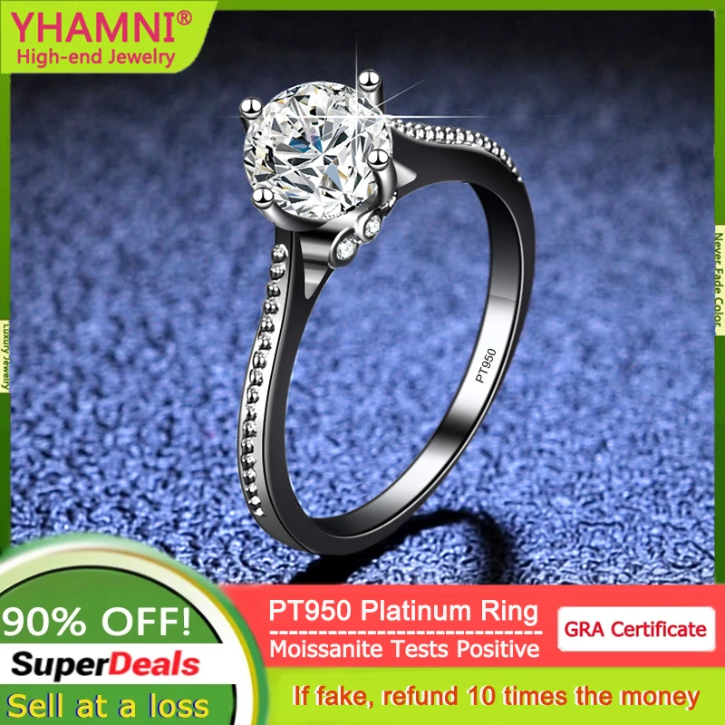 

Moissanite PT950 Platinum Rings Trendy Fashion Creative Personality Gorgeous Ring Simple Classic Style Jewelry Perfect for Women