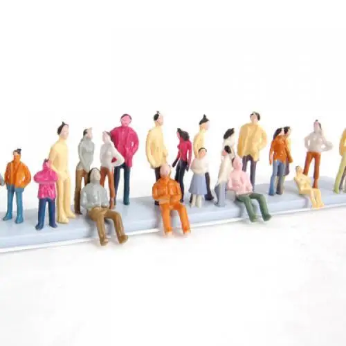 100 szt. Miniaturowe figurki ludzi w skali 0 do modeli kolejowych N, dioramy, krajobrazów DIY