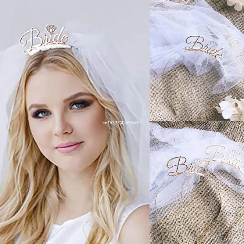 Bridal Veil Headband Bridal Wedding Veil Headwear Bachelorette Party Dress Up Dropship