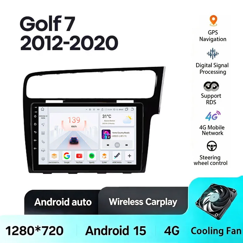 2 DIN Android Car Radio  For Volkswagen Golf 7 2012 - 2020 Android 15 CarPlay Android Auto Carplay 4G WIFI GPS Head Unit