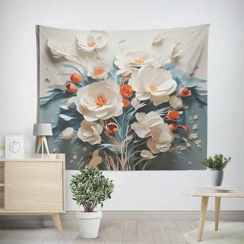 3D 입체 꽃 구호 태피스트리 현대 장식 담요 침실 교수형 천으로 바람 벽 장식