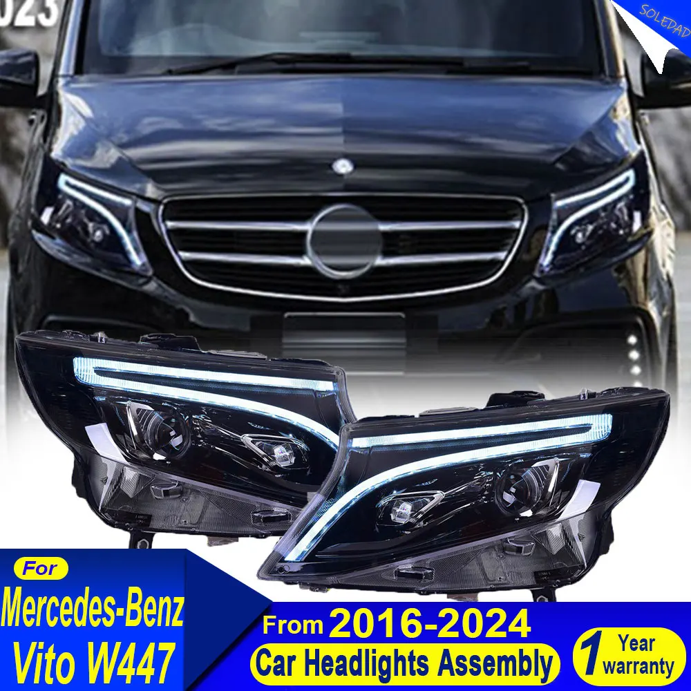 Car HeadLamp for Benz Vito W447 LED Headlight 2016-2024 Headlights W447 DRL Turn Signal High Beam Angel Eye Projector Lens