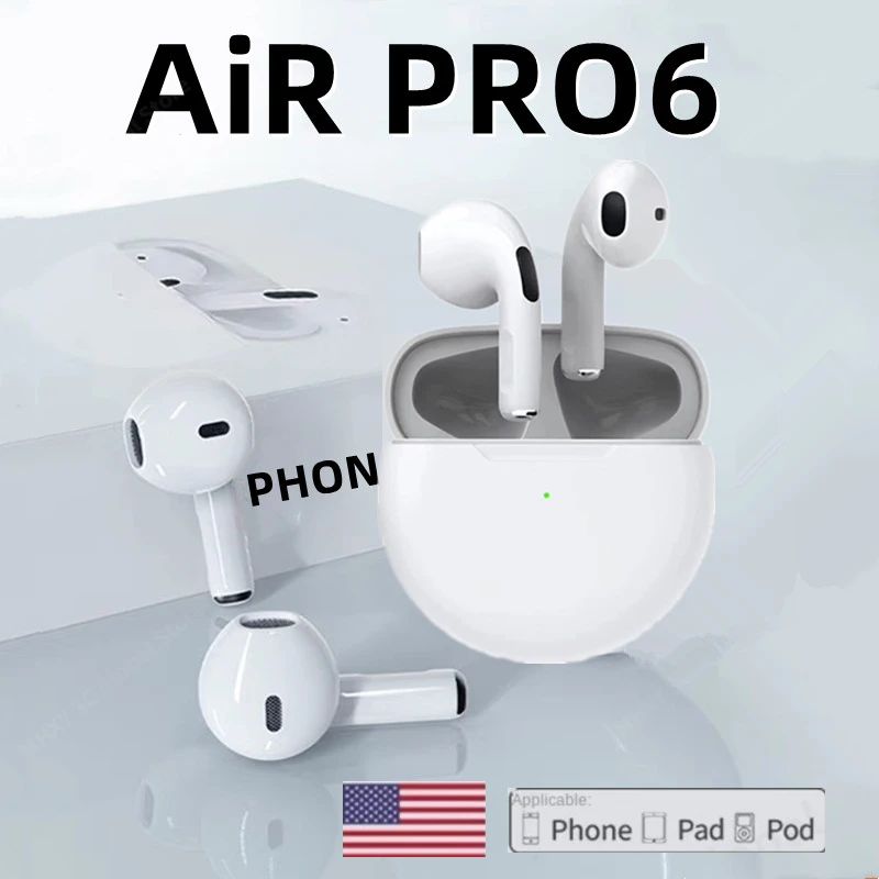 Air Pro 6 TWS หูฟังบลูทูธไร้สาย, หูฟังเอียร์บัดขนาดเล็กหูฟังเอียร์บัดสำหรับ Xiaomi แอนดรอยด์แอปเปิ้ลไอโฟน