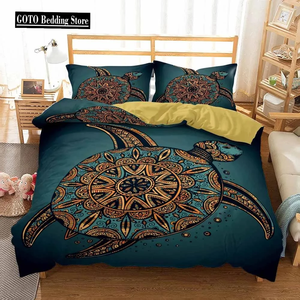 

Golden Sea Turtle Bedding Set Luxury Red Classic Colour Housse De Couette Mandala High Quality Super Soft Comfortable Bedset