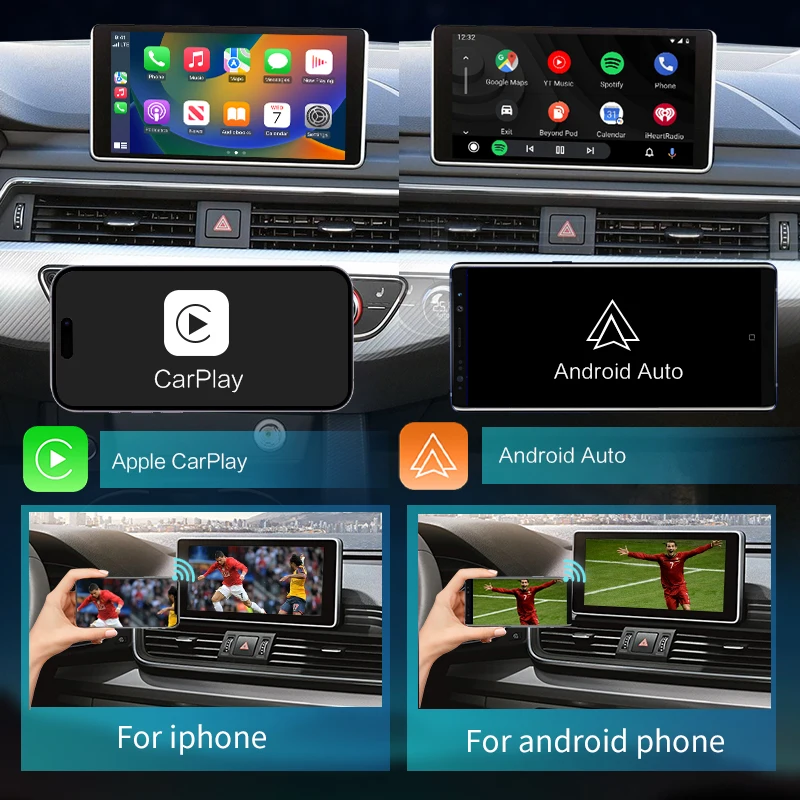 Bezprzewodowy interfejs CarPlay Android Auto dla Audi A3 A4 A5 A6 A7 A8 Q2 Q3 Q5 Q7, z funkcjami MirrorLink AirPlay Android Auto