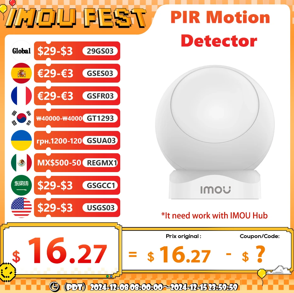 IMOU Smart Mini PIR Motion Detector Remote Control Zigbee Light Automation Long-lasting Battery 360° Rotation Smart Life