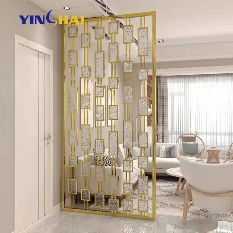 custom.Fashionable Nordic Style Partition Wall Decorative Metal Glass Room Divider Screen Laser Cut Room Divider