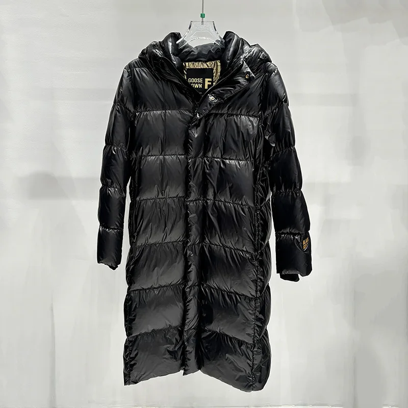 Schinteon Women White Duck Down Long Jacket with Hood Casual Over Size Autumn Winter Warm Loose Thick Windbreaker Outwear 2023