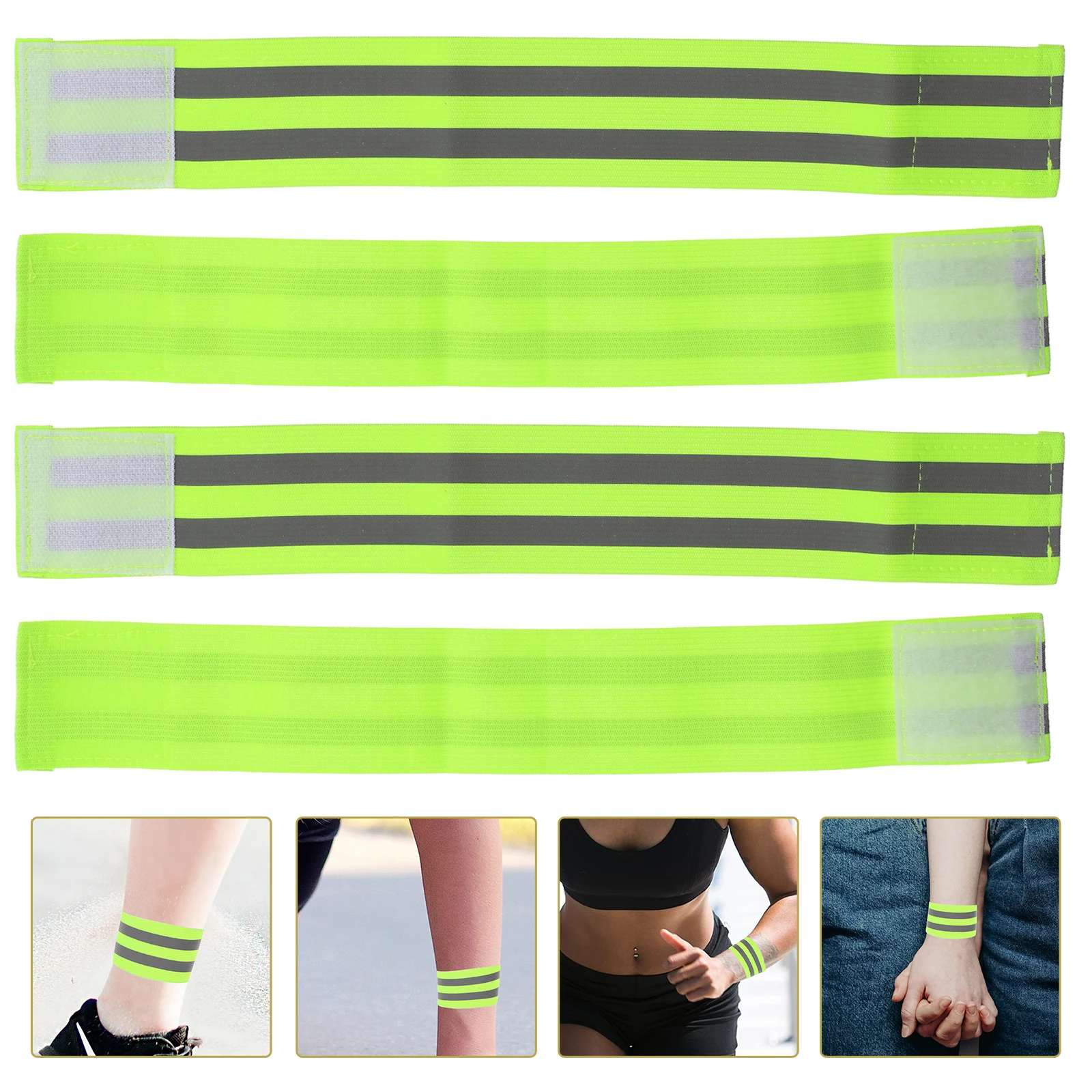 

4 Pcs Visibility Reflective Wrist Strap Band Running Wristbands Party Straps for Walking Night
