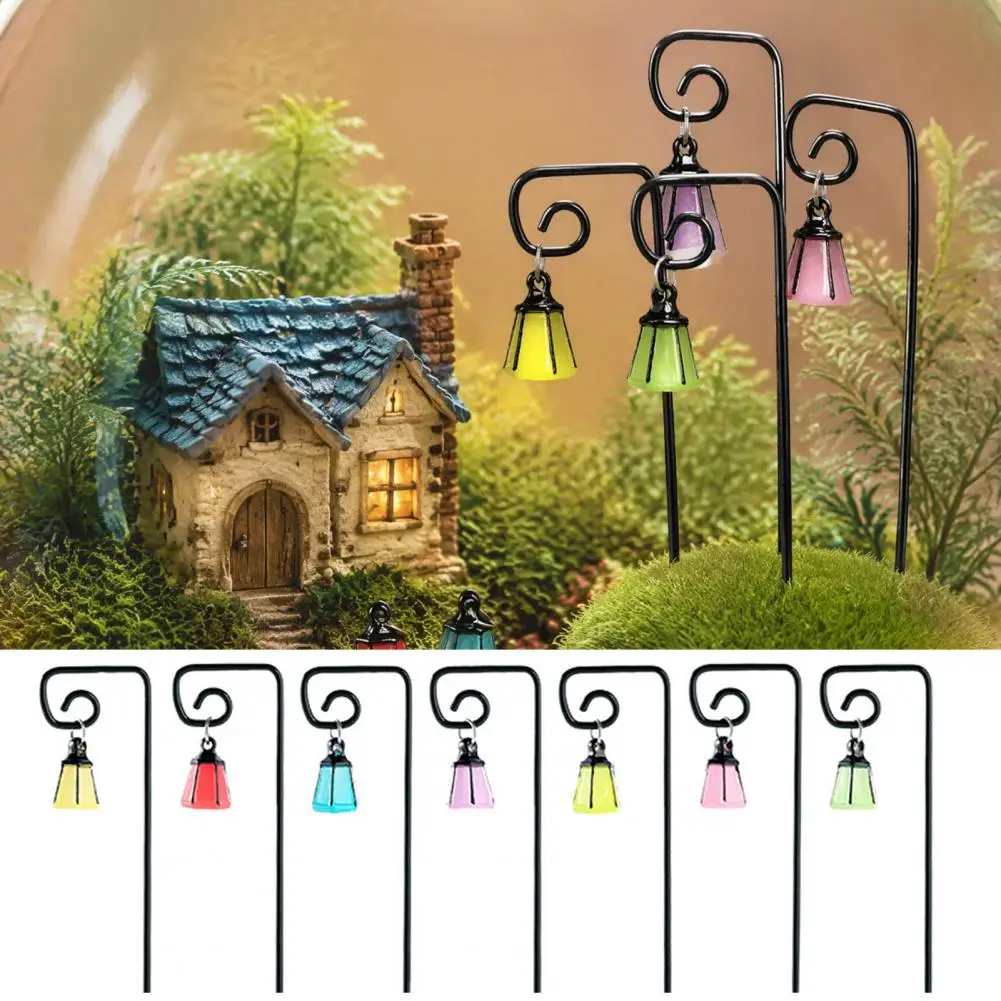 Decorative Iron Stakes for Succulent Pots Horse Pendant for Moss Terrariums Glow Dark Mini Garden Lantern with for Succulents