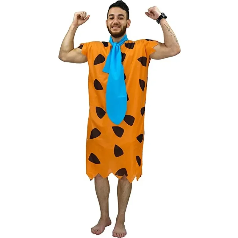 2025 New Men's The Flinstone's Halloween Cosplay Party Costumes Flintstones Barney Rubble Costume Caveman Outfit fo QWQ1