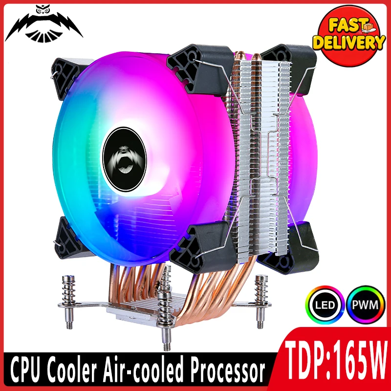 

Процессор 4 контакта/ШИМ, совместимый с LGA2011 2066 x79 x99 1200 115x 1700 18xx i5 i7 Кулер для ПК 4/6 Тепловая трубка Вентилятор 120 мм Цветная лампа