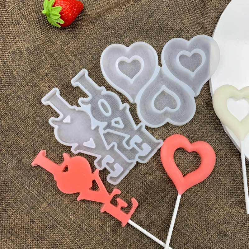 Hollow Heart Shape Silicone Lollipop Molds Easter Bunny Rabbit Snowmen Chocolate Candy Cheese Mould Cake Decorating Tools