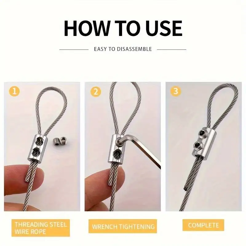 10 шт. регулируемые зажимы для троса из нержавеющей стали - самоблокирующиеся крепления для ремонта дома - телескопические двойные отверстия