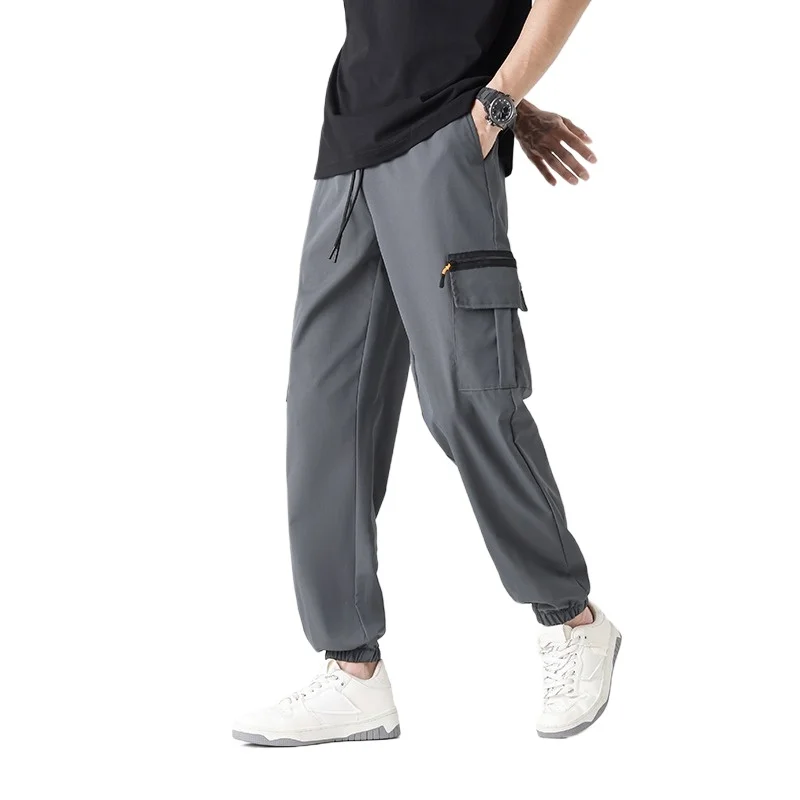 

Men Fast Dry Stretch Pants Ice Silk Trousers Loose and Versatile Quick-drying Sports Nine-point Casual Pants Thin Sports Pants