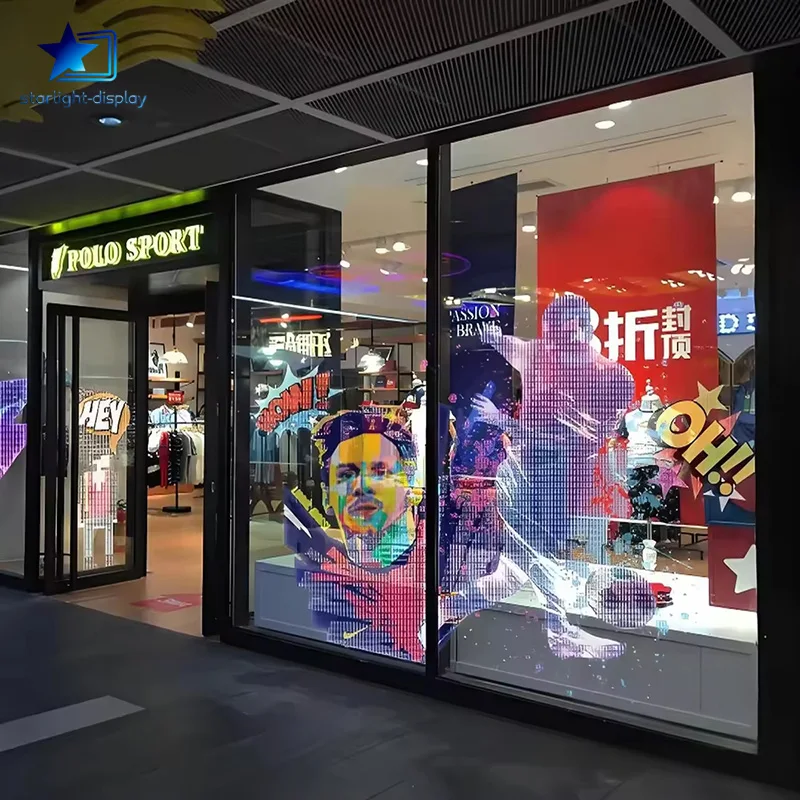 P6 LED Flexible Soft Film Screen Indoor Transparent Glass Soft Advertising Crystal LED Screen 1000*240mm