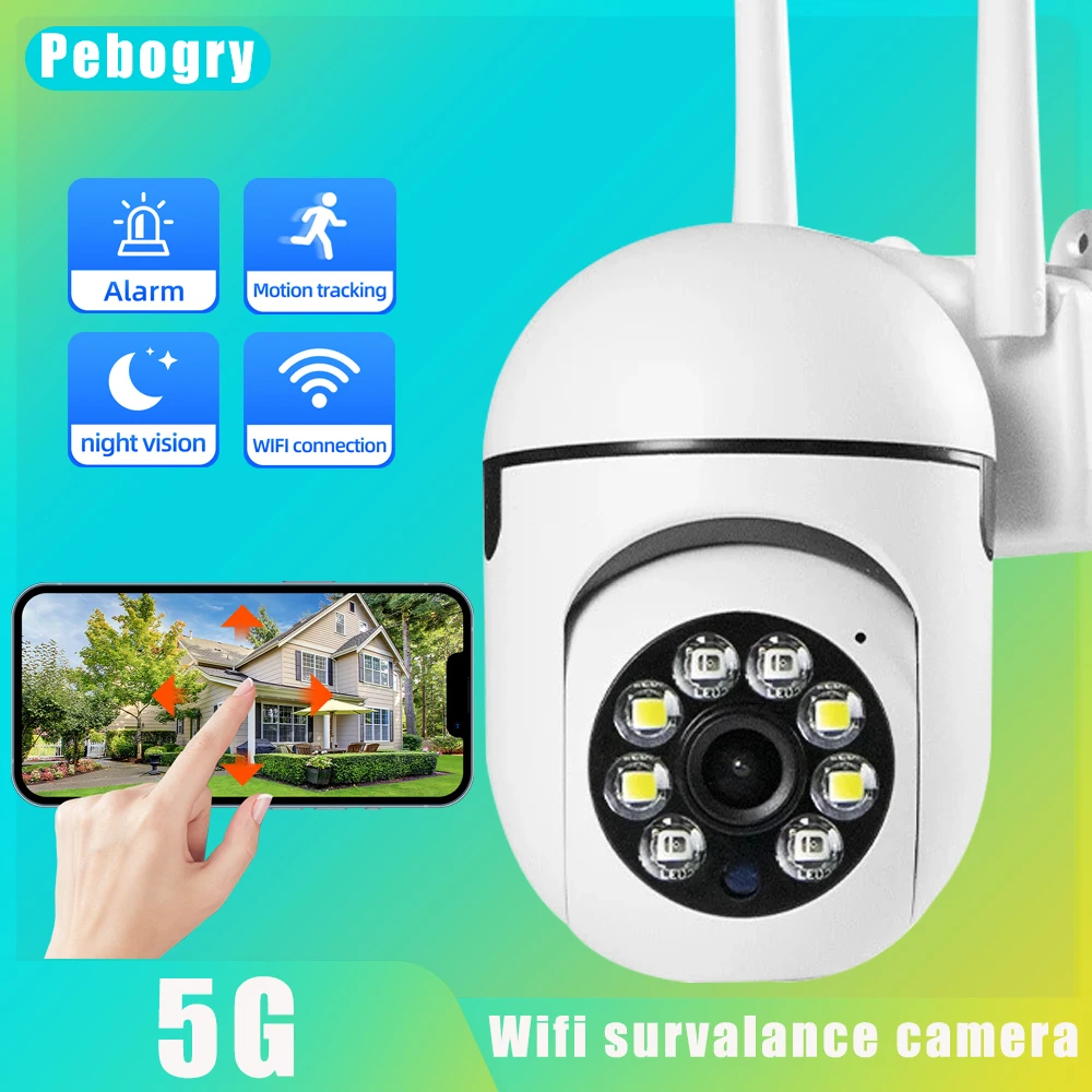 Pebogry-Caméra de surveillance extérieure WiFi HD 1080p, dispositif de sécurité sans fil, avec vision nocturne et protocole 4X