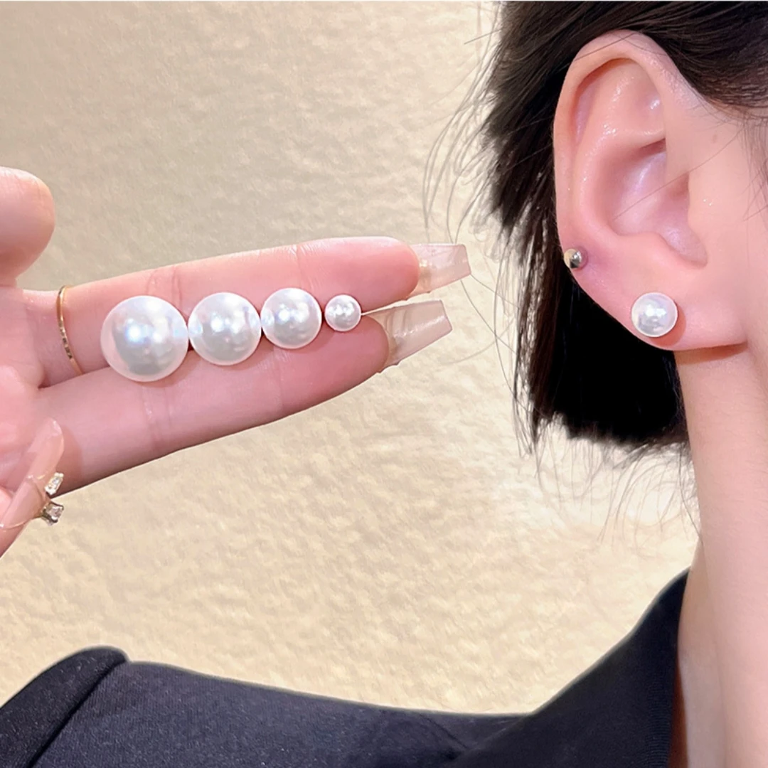 أقراط لؤلؤ عصرية أنيقة S925 أقراط إبرة فضية أقراط لؤلؤ متعددة الاستخدامات للارتداء اليومي هدايا للنساء رسمية #3