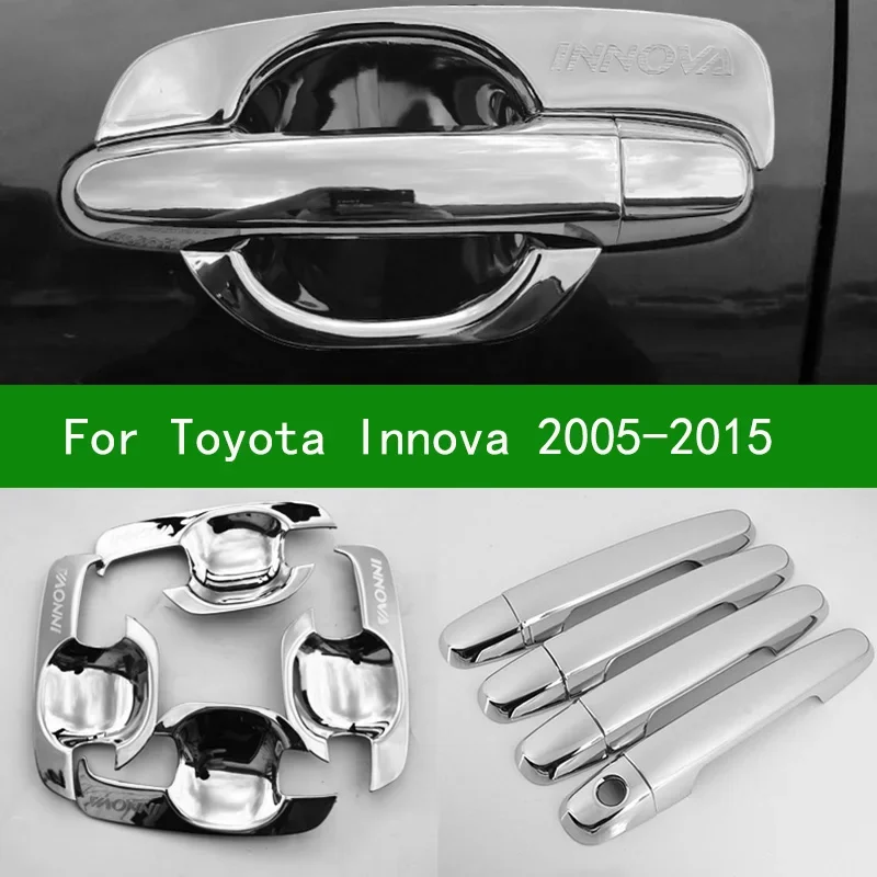 

Accessory glossy chrome silver car Side Door Handle bowl cover trim For toyota innova 2005-2015 2012 2010 2008 2009 2014 2013