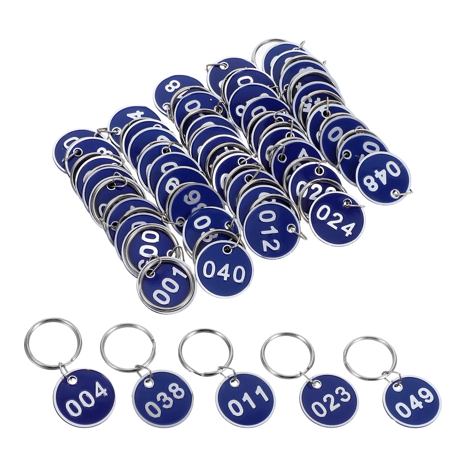 

50 Pcs Metal Number Plates Luggage ID Tags Stainless Steel Storage Key Ring Labels