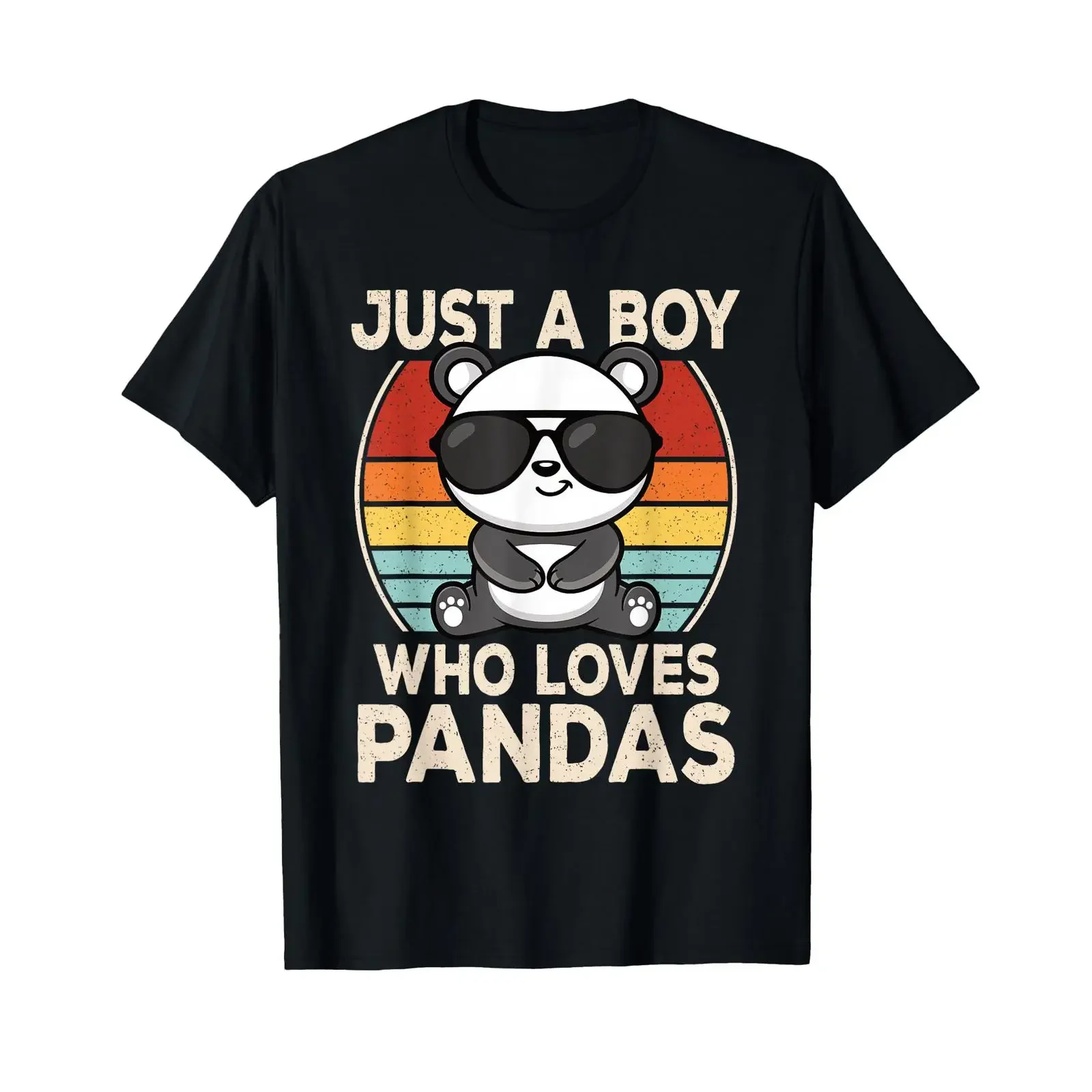 Just A Boy Who Loves Pandas Retro Panda Boys Kids T Shirt vintage Washed Unisex Breathable Comfortable Top For Everyday Wear