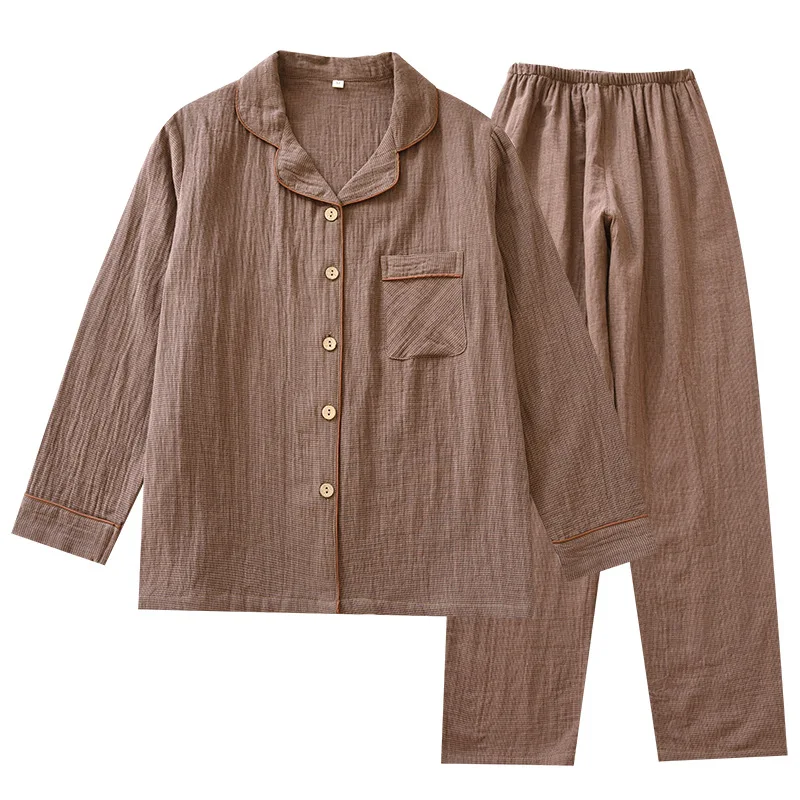 2026 Neues Frühlings-Pyjama-Set für Paare, 100% Baumwolle, Langarm, Lange Hose, Zweiteiliges Set für Herren und Damen, Heimtextilien – Detail 26