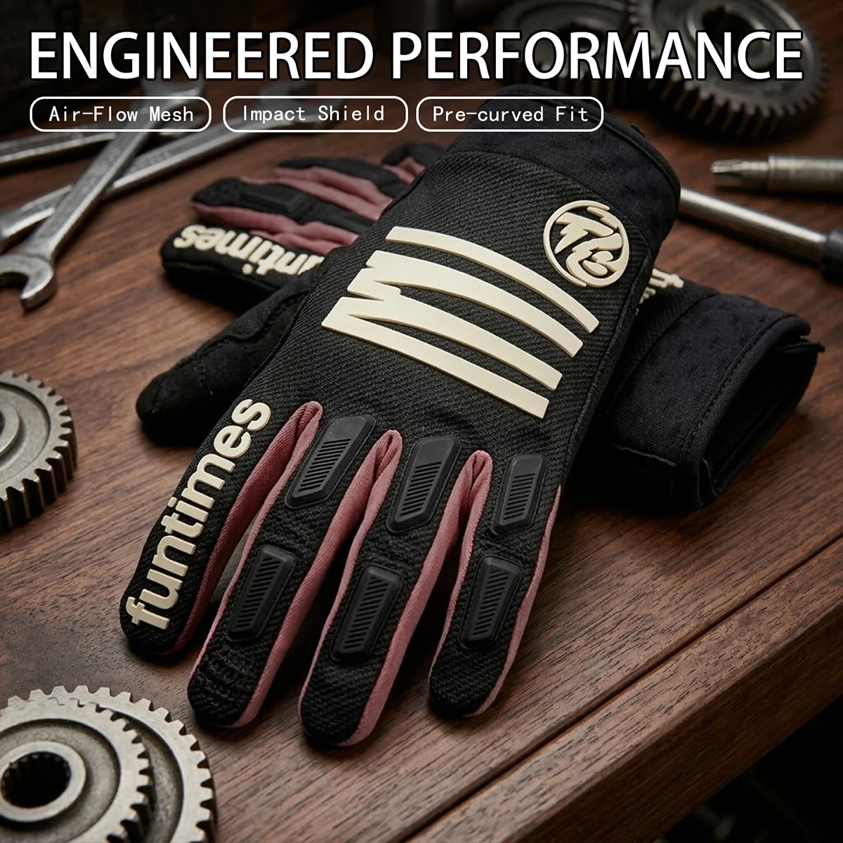 Full Finger Cycling Gloves Touchscreen Anti-Slip Breathable Letter Print Bike Gloves for Men Women MTB Road