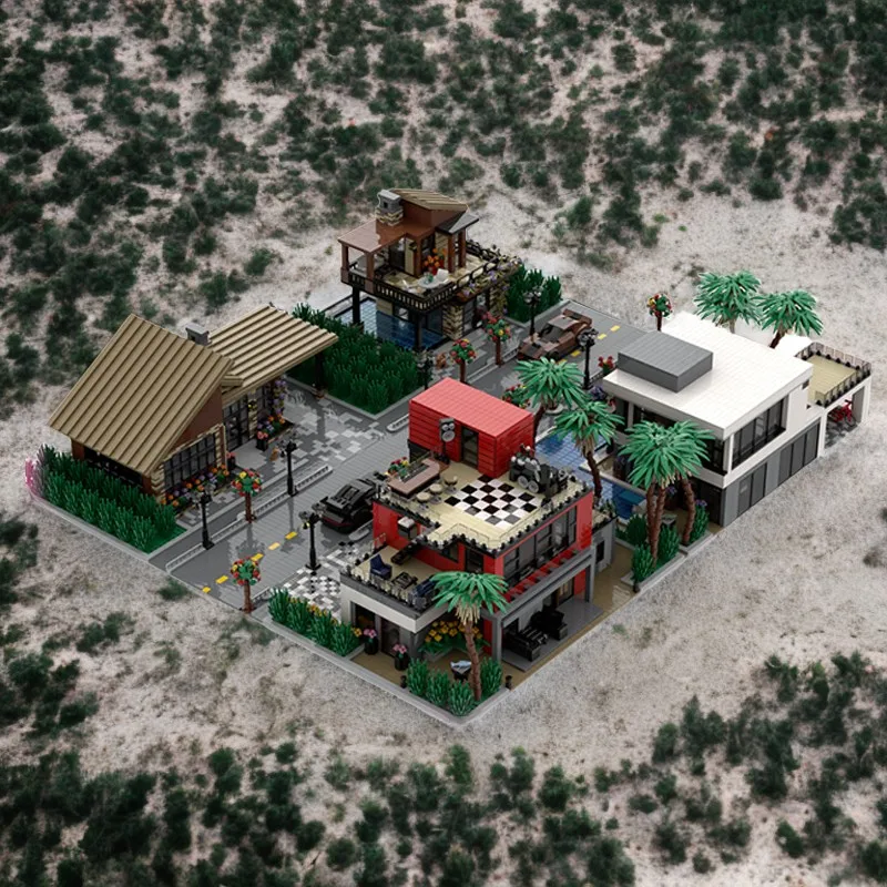 11629 قطعة 1 حزمة منازل مخصصة حديثة عالية التقنية MOC مع عناصر المنزل الذكي واجهات زجاجية التعليم اللبنات هدية #5
