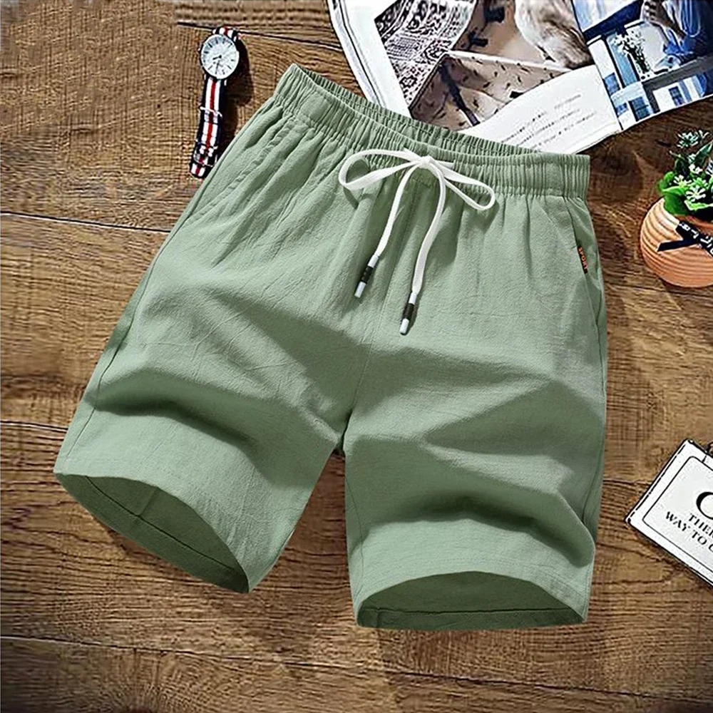 

Summer Men's Cotton And Linen Shorts Ultra-Thin Fast Drying Breathable Sports Casual Shorts Loose Classic Drawstring Shorts Men