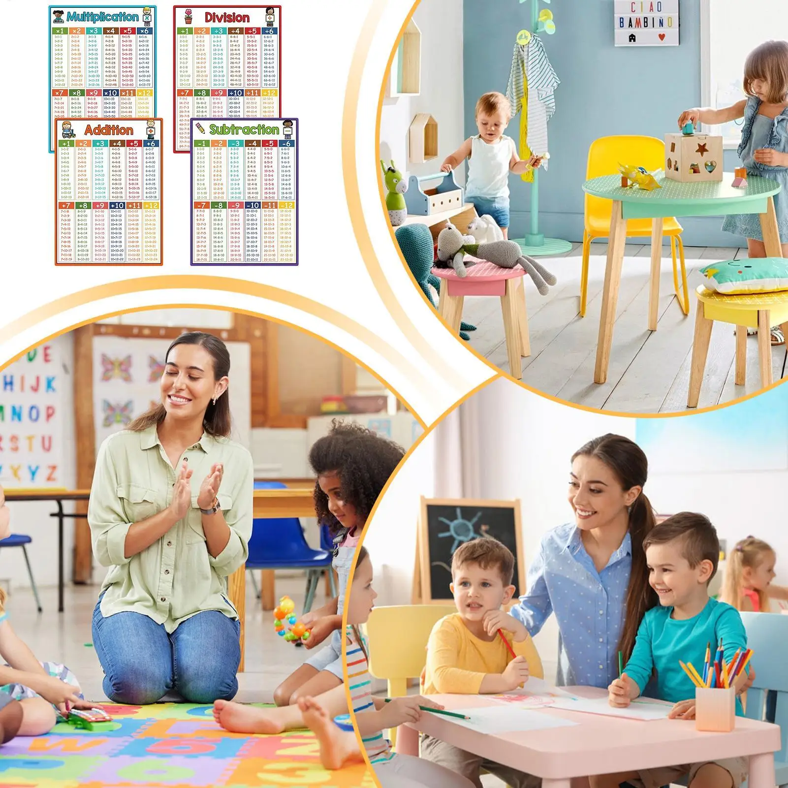 Math Posters For Classroom 4 Pieces Chart Educational Teaching Table Math Classroom Decor For Kindergarten Learning Wall School