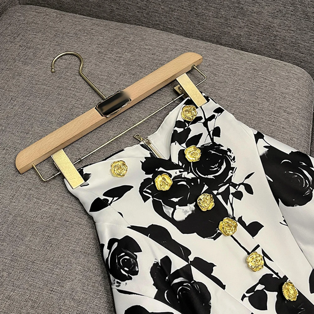 TWOTWINSTYLE النمط الفرنسي خمر طباعة التنانير للنساء عالية الخصر تقسم مشبك معدني وردي الحلو شيك تنورة الإناث KSK508739