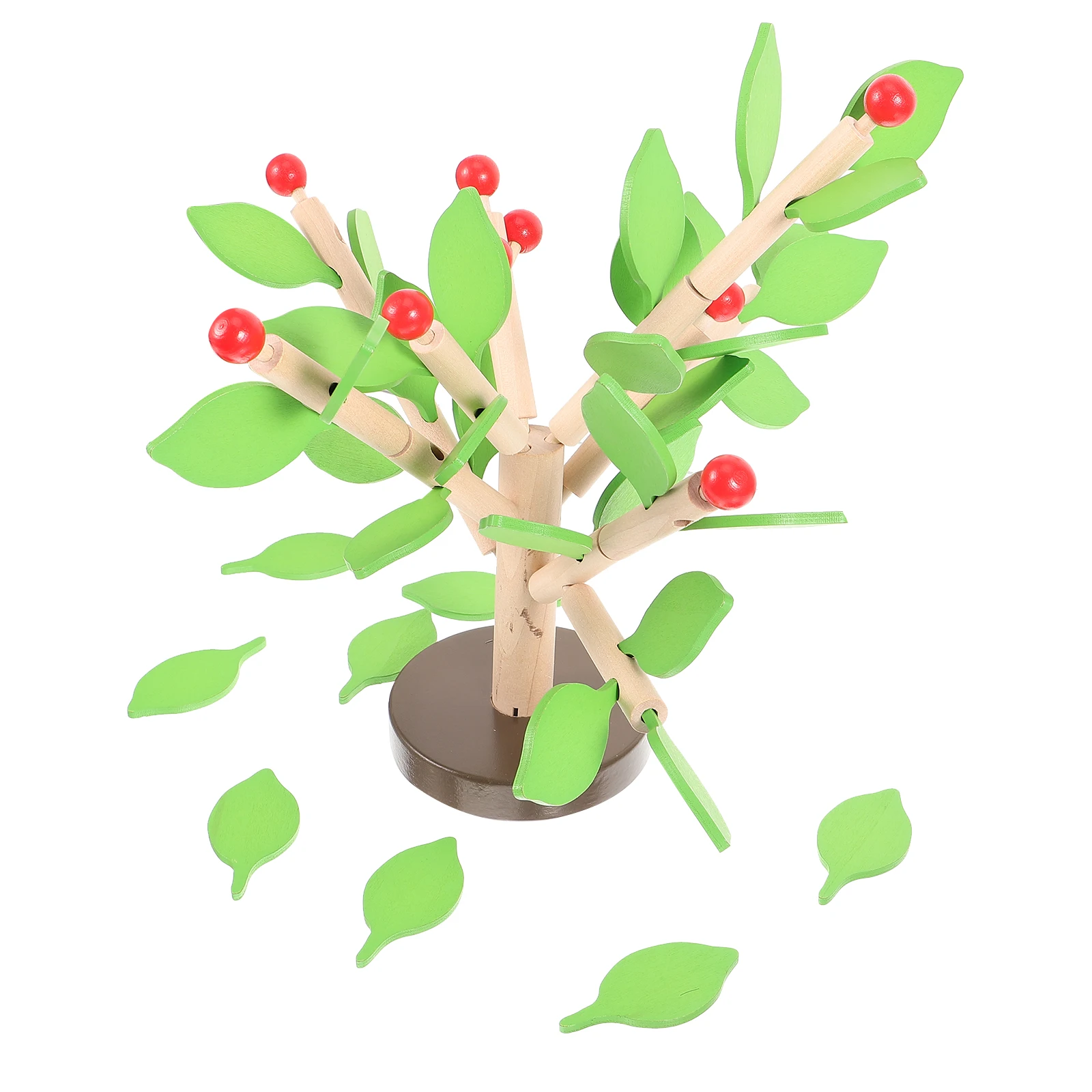 

1 Set Creative Wooden with Leaves Lifelike 3D Building Set DIY Handcraft Toy Early Educational Toy (Green)