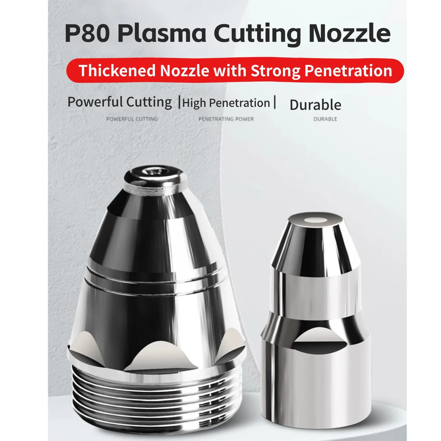 20Pcs P80 Plasma Cutting Consumables 10Pcs Electrodes + 10Pcs Nozzles Hafnium Wire Tips for P80 P-80 CUT80 CUT100 Plasma Cutter