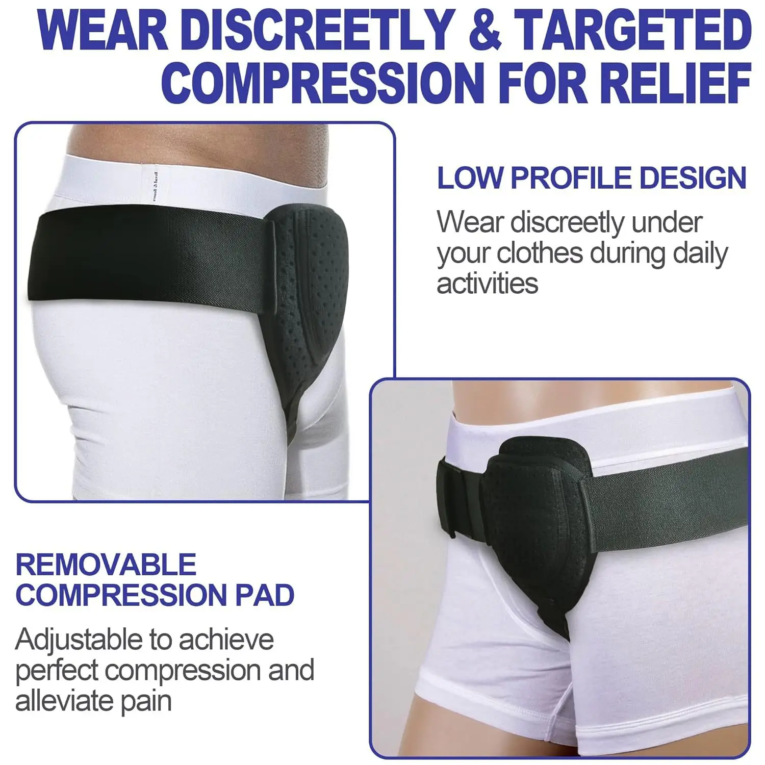 Adjustable Hernia Belt with Removable Pads