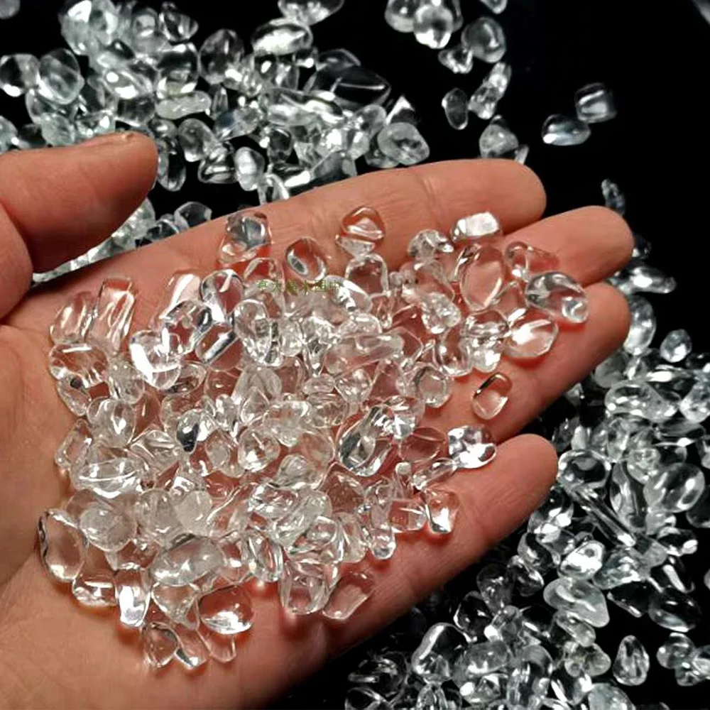 Natural Clear Quartz Crystal Chips Tumbled Chips Reiki Healing Crystals Small Tumbled Stones Gravel 7-9mm Fish Tank Garden Decor