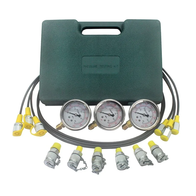 Excavator Hydraulic Kit Stainless Steel Pressure Gauge Hydraulic Pressure Test Kit Hydraulic Test Gauge Kit for Excavators