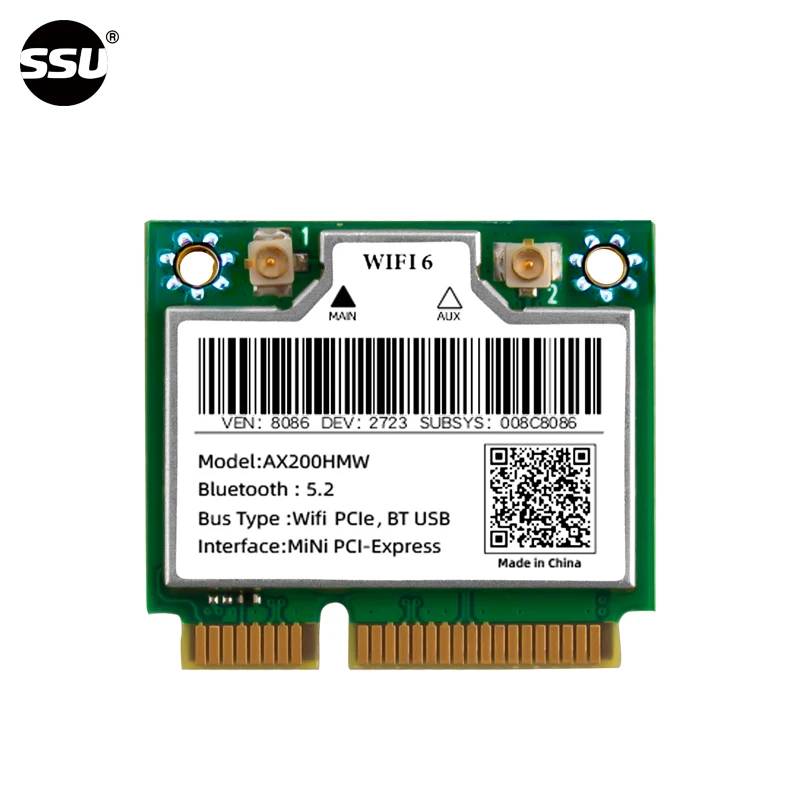 Wifi6 AX200HMW Wifi Adapter Bluetooth 5.2 Mini PCIe Wireless Network Card Dual band 2.4GHz/5GHz Suitable for Windows 10/11