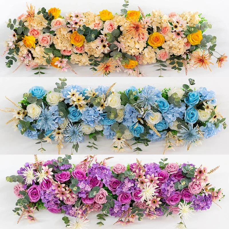 

Gorgeous Wedding Silk Flowers Row Props Simulation Fake Flower Arch Wedding Arrangement T Stage Road Lead Decoration Customize