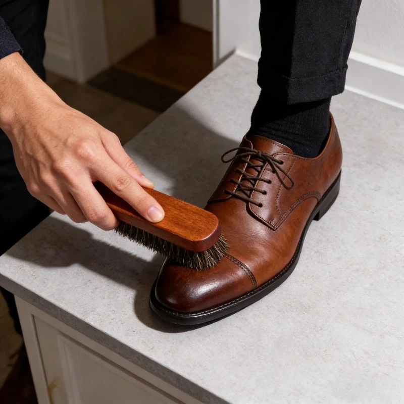 

High Quality Horsehair Shoe Brush Sturdy Solid Wood Handle Ideal for Leather Shoe Polishing Dusting and Daily Care At Home