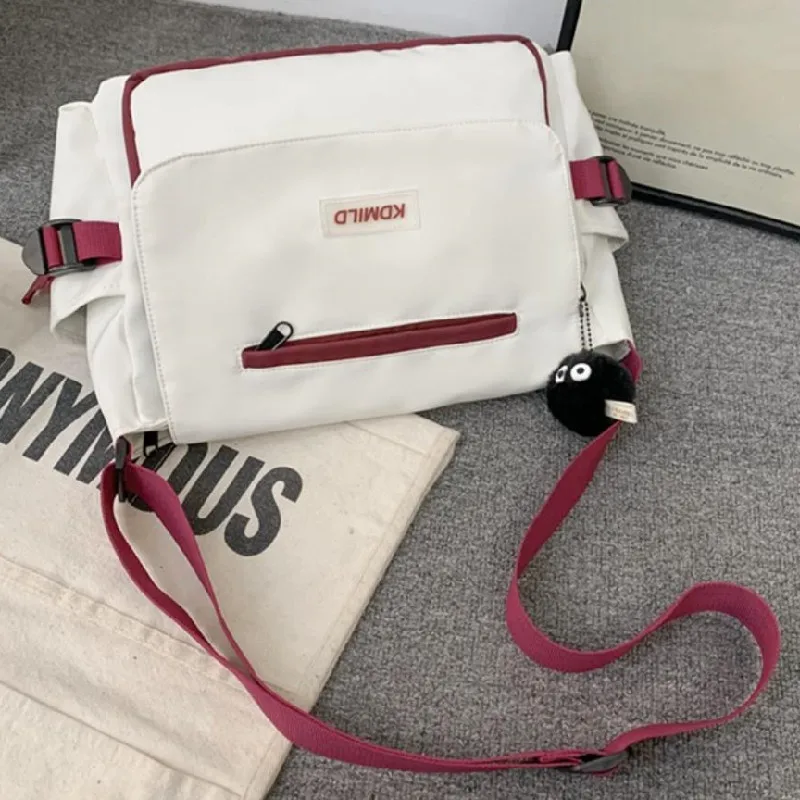Men\'s Harajuku Shoulder Bags Waterproof Canvas Crossbody Bags Teen Boys School Messenger Bag