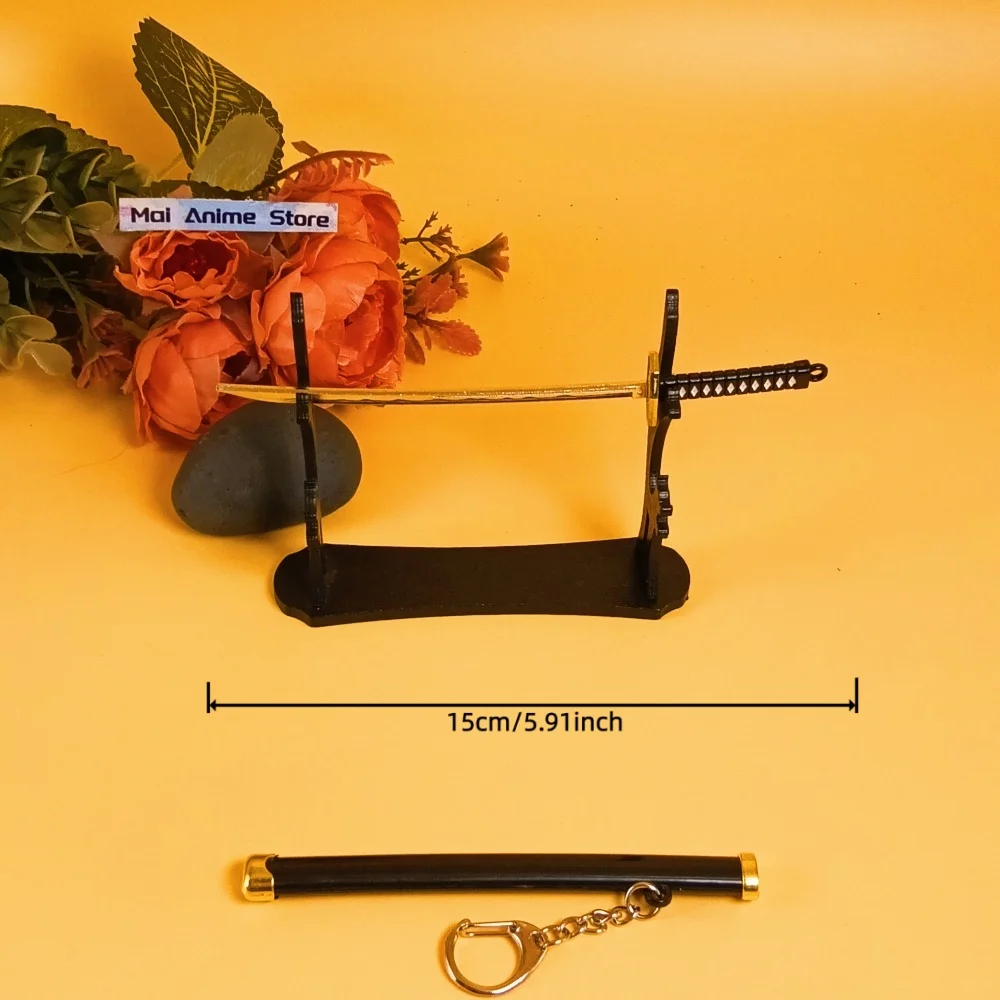 6 Zoll Metall Roronoa Zoro Katana Echtgröße Katana Anime Zoro Ninja Messer Original Samurai Säbel Fake Schwert Stahl Ungescharf Spielzeug Geschenk