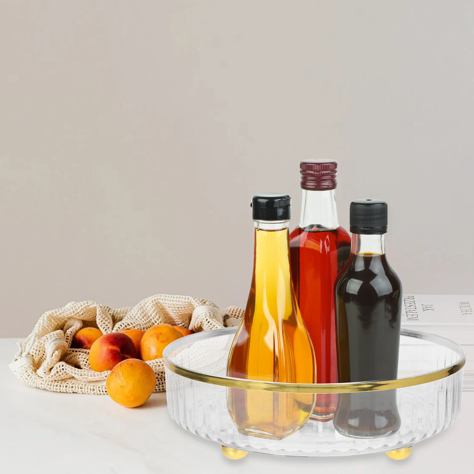 

Rotating Spice Rack Condiment Container Seasoning Holder Storage Tray Kitchen Organizer Home Office Desktop Turntable