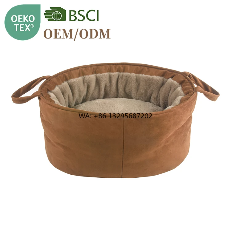 

Custom Luxury Dog Nest Bed Soft Warm Fleece and Suede Material Pet Dog Cat Carrier Bag