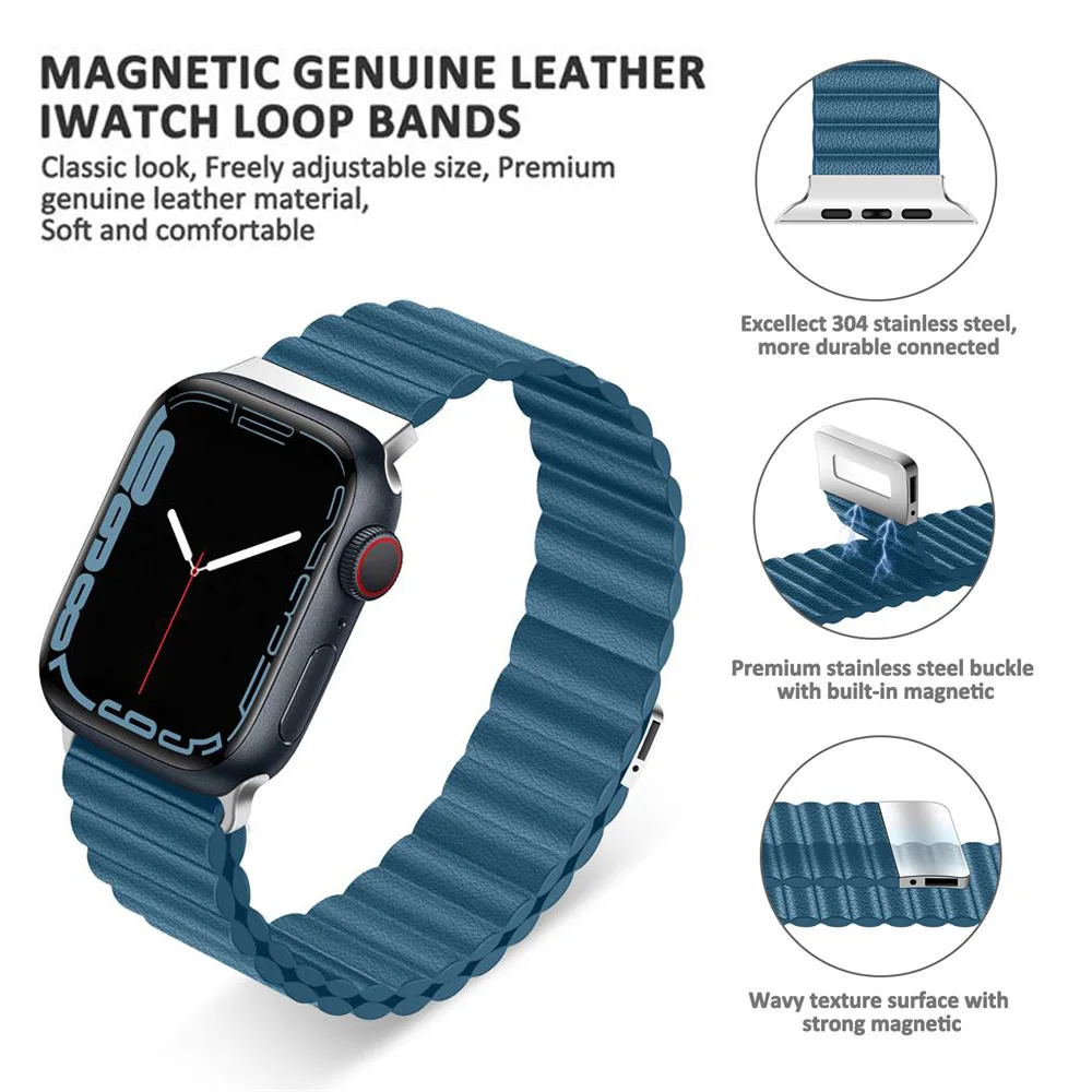 Magnetic Band For Apple watch strap 44mm 40mm 45mm 41mm iwatch band 3 5 4 6 SE leather Bracelet correa apple watch series 7 band